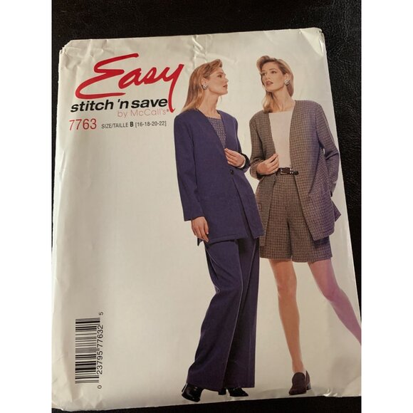 McCall's Misses Coat Shirt Pant Skirt Shorts Sewing Pattern Sz 16 - 22 7763 - Un - Picture 4 of 9
